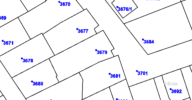 Parcela st. 3679 v KÚ Vlčnov, Katastrální mapa
