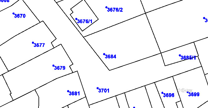 Parcela st. 3684 v KÚ Vlčnov, Katastrální mapa