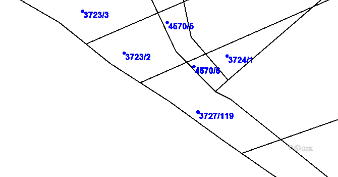 Parcela st. 3723/1 v KÚ Vlčnov, Katastrální mapa