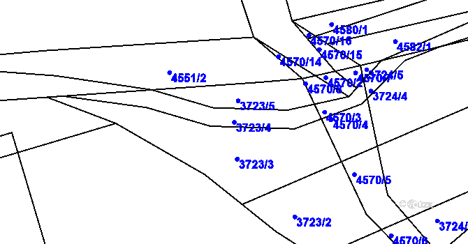 Parcela st. 3723/4 v KÚ Vlčnov, Katastrální mapa