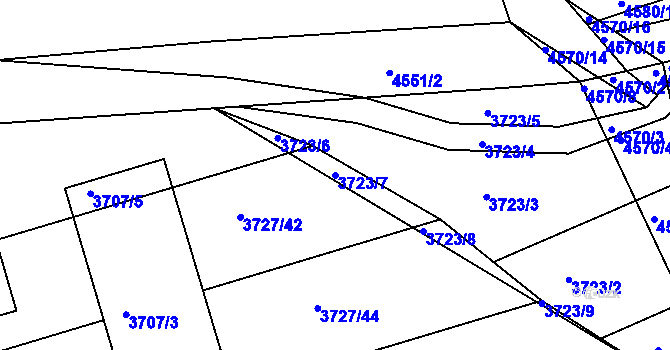 Parcela st. 3723/7 v KÚ Vlčnov, Katastrální mapa