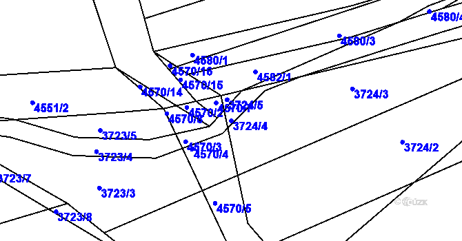 Parcela st. 3724/4 v KÚ Vlčnov, Katastrální mapa