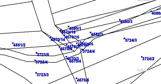 Parcela st. 3724/5 v KÚ Vlčnov, Katastrální mapa