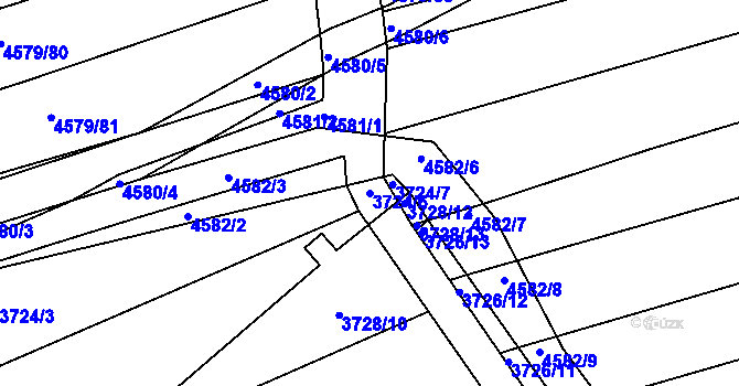 Parcela st. 3724/6 v KÚ Vlčnov, Katastrální mapa