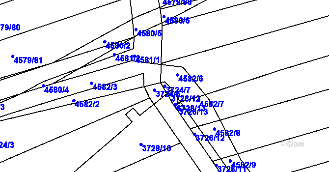 Parcela st. 3724/7 v KÚ Vlčnov, Katastrální mapa