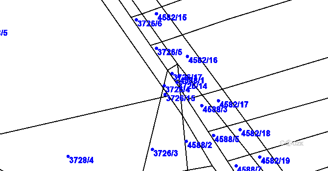 Parcela st. 3726/4 v KÚ Vlčnov, Katastrální mapa
