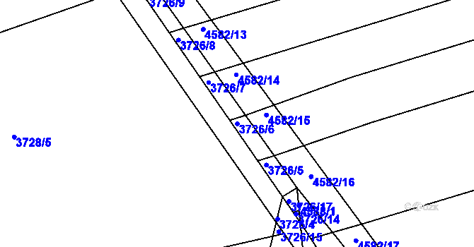 Parcela st. 3726/6 v KÚ Vlčnov, Katastrální mapa