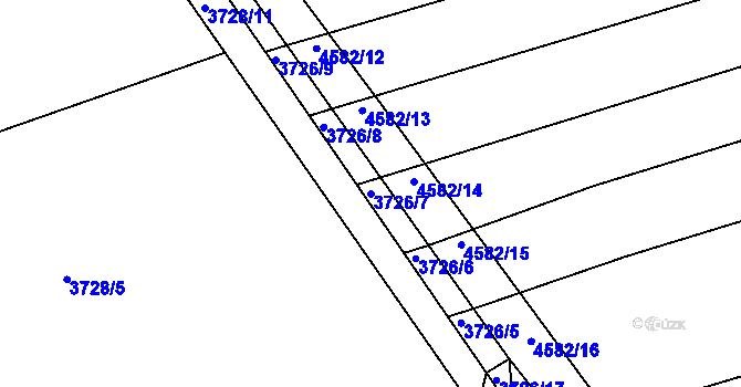 Parcela st. 3726/7 v KÚ Vlčnov, Katastrální mapa