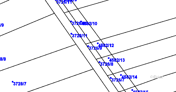 Parcela st. 3726/9 v KÚ Vlčnov, Katastrální mapa