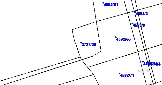 Parcela st. 3727/39 v KÚ Vlčnov, Katastrální mapa