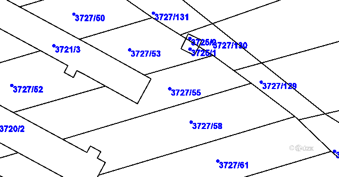 Parcela st. 3727/55 v KÚ Vlčnov, Katastrální mapa