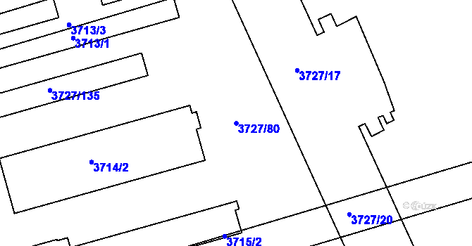 Parcela st. 3727/80 v KÚ Vlčnov, Katastrální mapa