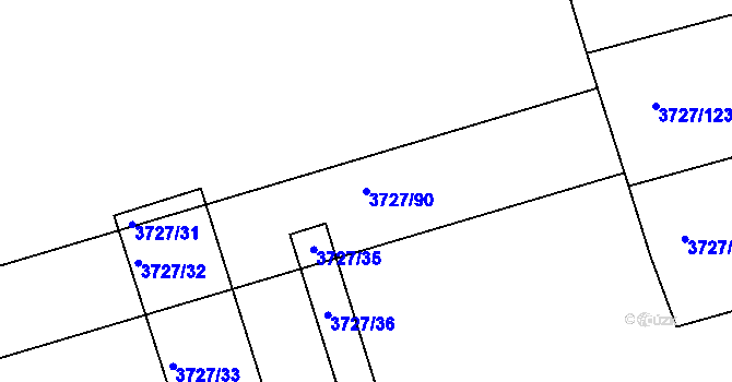 Parcela st. 3727/90 v KÚ Vlčnov, Katastrální mapa