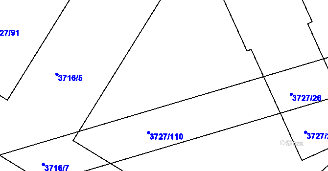 Parcela st. 3727/107 v KÚ Vlčnov, Katastrální mapa