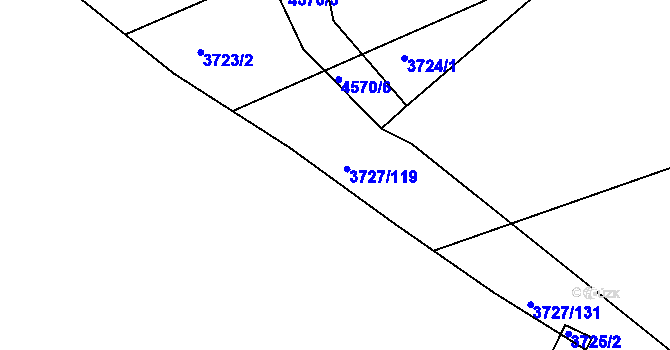 Parcela st. 3727/120 v KÚ Vlčnov, Katastrální mapa
