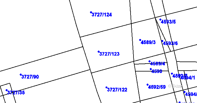 Parcela st. 3727/123 v KÚ Vlčnov, Katastrální mapa