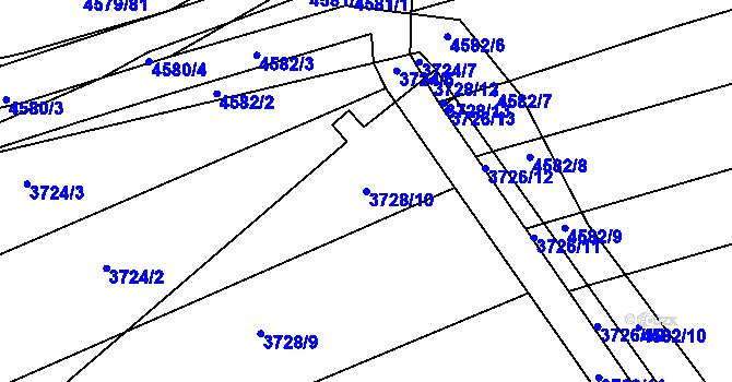 Parcela st. 3728/10 v KÚ Vlčnov, Katastrální mapa