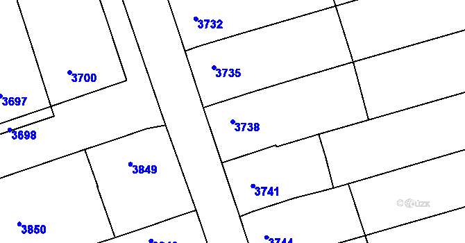 Parcela st. 3738 v KÚ Vlčnov, Katastrální mapa