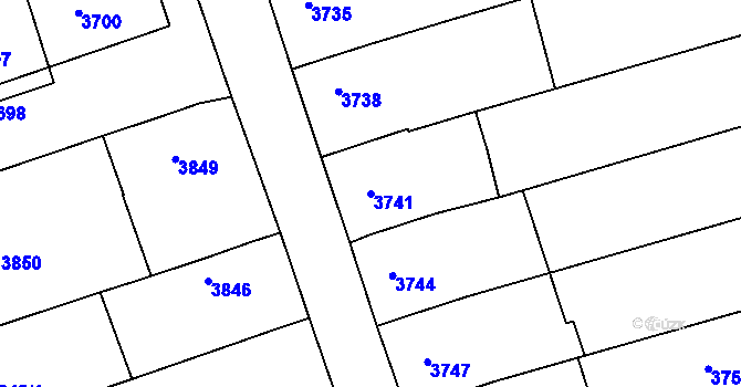 Parcela st. 3741 v KÚ Vlčnov, Katastrální mapa