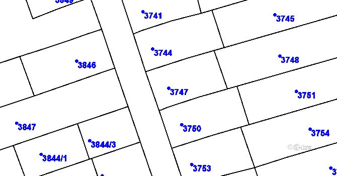 Parcela st. 3747 v KÚ Vlčnov, Katastrální mapa