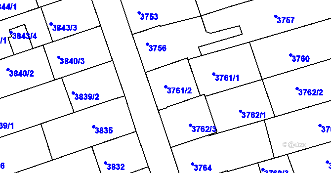 Parcela st. 3761/2 v KÚ Vlčnov, Katastrální mapa