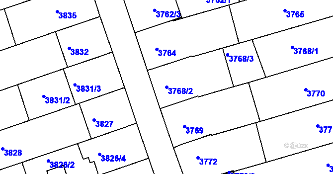 Parcela st. 3768/2 v KÚ Vlčnov, Katastrální mapa