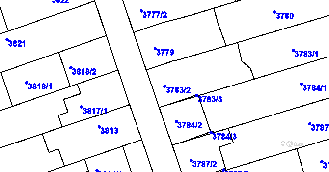 Parcela st. 3783/2 v KÚ Vlčnov, Katastrální mapa