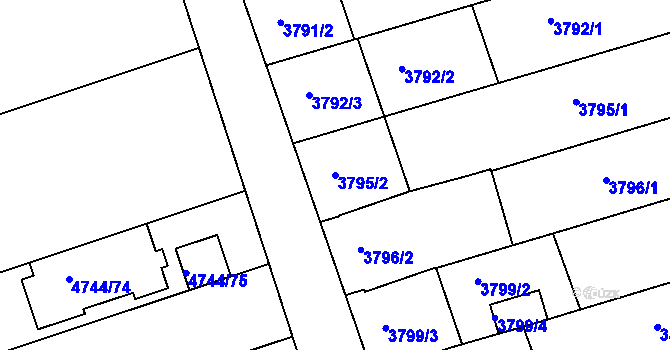 Parcela st. 3795/2 v KÚ Vlčnov, Katastrální mapa