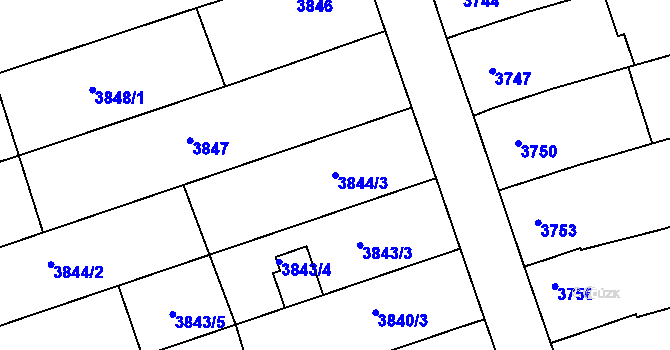 Parcela st. 3844/3 v KÚ Vlčnov, Katastrální mapa