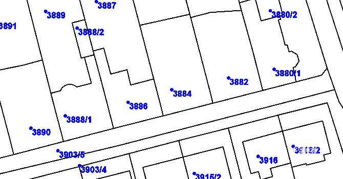 Parcela st. 3884 v KÚ Vlčnov, Katastrální mapa