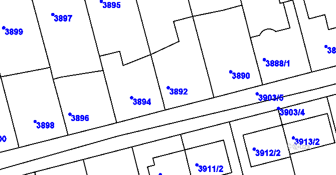 Parcela st. 3892 v KÚ Vlčnov, Katastrální mapa