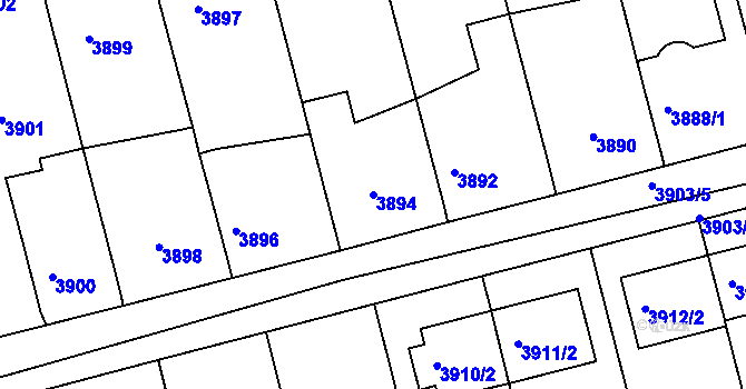 Parcela st. 3894 v KÚ Vlčnov, Katastrální mapa