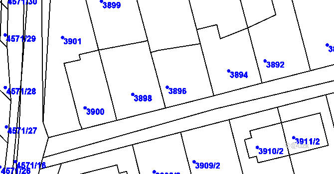 Parcela st. 3896 v KÚ Vlčnov, Katastrální mapa