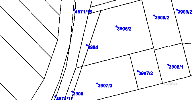Parcela st. 3905/1 v KÚ Vlčnov, Katastrální mapa