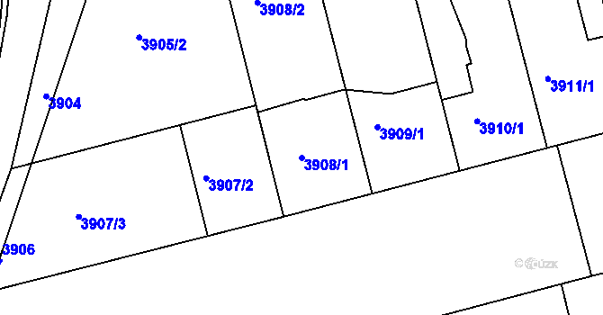 Parcela st. 3908/1 v KÚ Vlčnov, Katastrální mapa