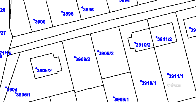 Parcela st. 3909/2 v KÚ Vlčnov, Katastrální mapa