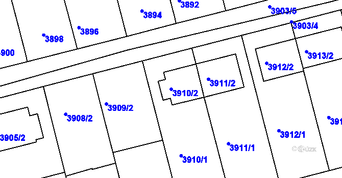 Parcela st. 3910/2 v KÚ Vlčnov, Katastrální mapa