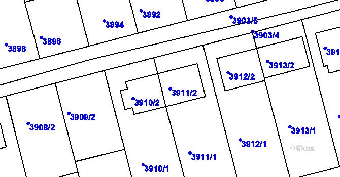 Parcela st. 3911/2 v KÚ Vlčnov, Katastrální mapa