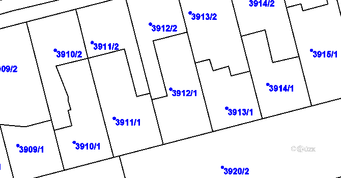 Parcela st. 3912/1 v KÚ Vlčnov, Katastrální mapa