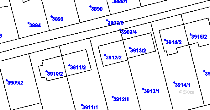 Parcela st. 3912/2 v KÚ Vlčnov, Katastrální mapa