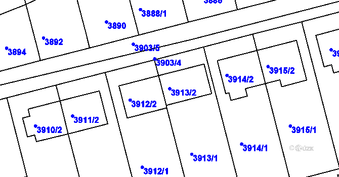 Parcela st. 3913/2 v KÚ Vlčnov, Katastrální mapa