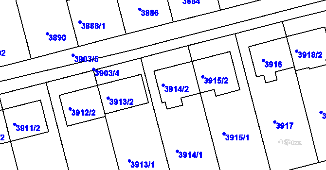 Parcela st. 3914/2 v KÚ Vlčnov, Katastrální mapa