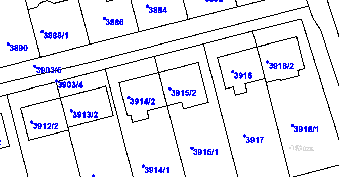 Parcela st. 3915/2 v KÚ Vlčnov, Katastrální mapa
