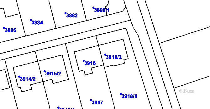 Parcela st. 3918/2 v KÚ Vlčnov, Katastrální mapa