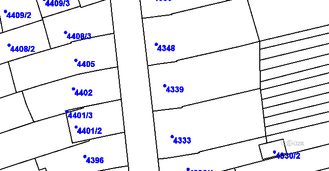 Parcela st. 4339 v KÚ Vlčnov, Katastrální mapa