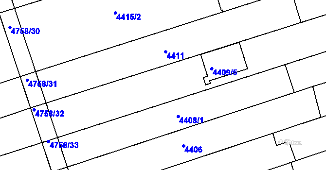 Parcela st. 4409/1 v KÚ Vlčnov, Katastrální mapa