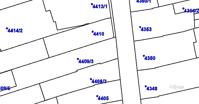 Parcela st. 4409/4 v KÚ Vlčnov, Katastrální mapa