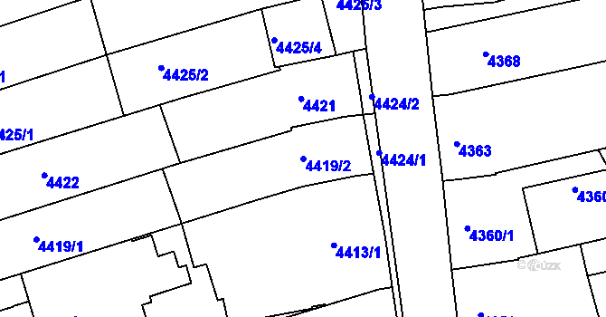 Parcela st. 4419/2 v KÚ Vlčnov, Katastrální mapa