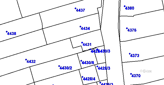 Parcela st. 4431 v KÚ Vlčnov, Katastrální mapa