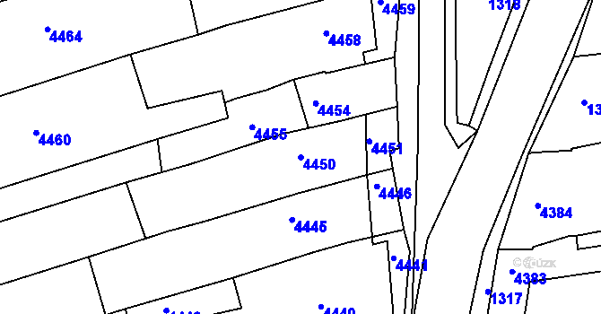 Parcela st. 4450 v KÚ Vlčnov, Katastrální mapa